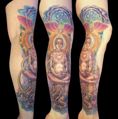 Buddha Tattoo On Leg